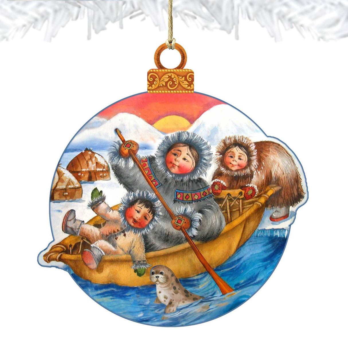 North Pole Santa Christmas Wooden Ornaments by G. DeBrekht - Christmas Santa Snowman Decor - 8117418