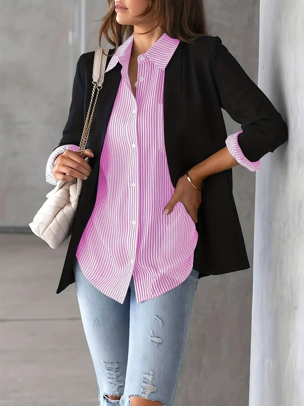 Classic Striped Casual, Business, Versatile Four Seasons Can Wear A Long-sleeved Shirt. - Lootquake