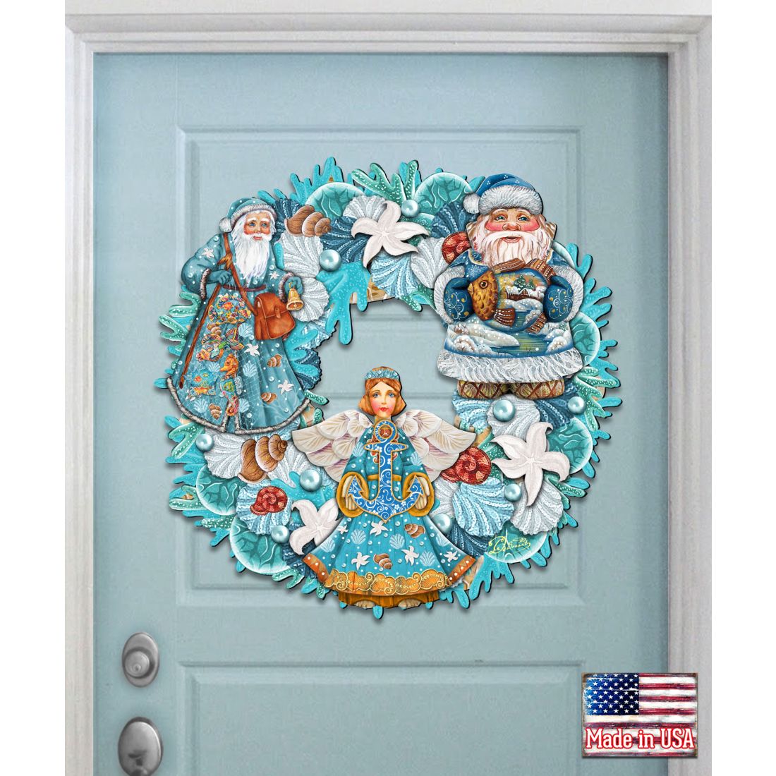 Coastal Sea Treasure Holiday Door Wreath by G. DeBrekht - Coastal Holiday Decor - 8185306-4H