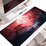 Red Landscape Large Gaming Mouse Pad, Laptop/Desktop Office Use Non-Slip Rubber Base Mousepad Stitched Edges Keyboard Desk Pad For Schools, Offices, Home And Company, Super Cool Office Large Mouse Pad