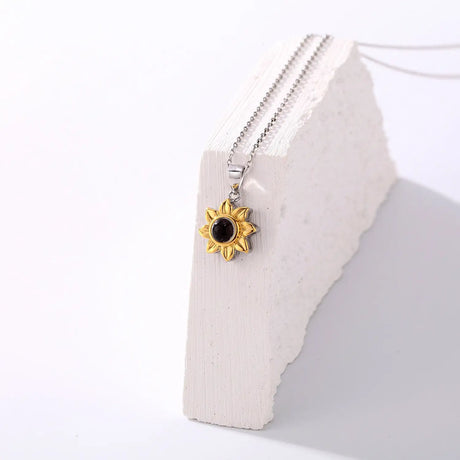 Silver Sunflower Projection Necklace for Women, S925 - Lootquake