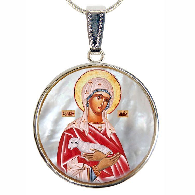 Icon of The Virgin Mary Silver Plated Mother of Pearl Necklace Jewelry - 43025