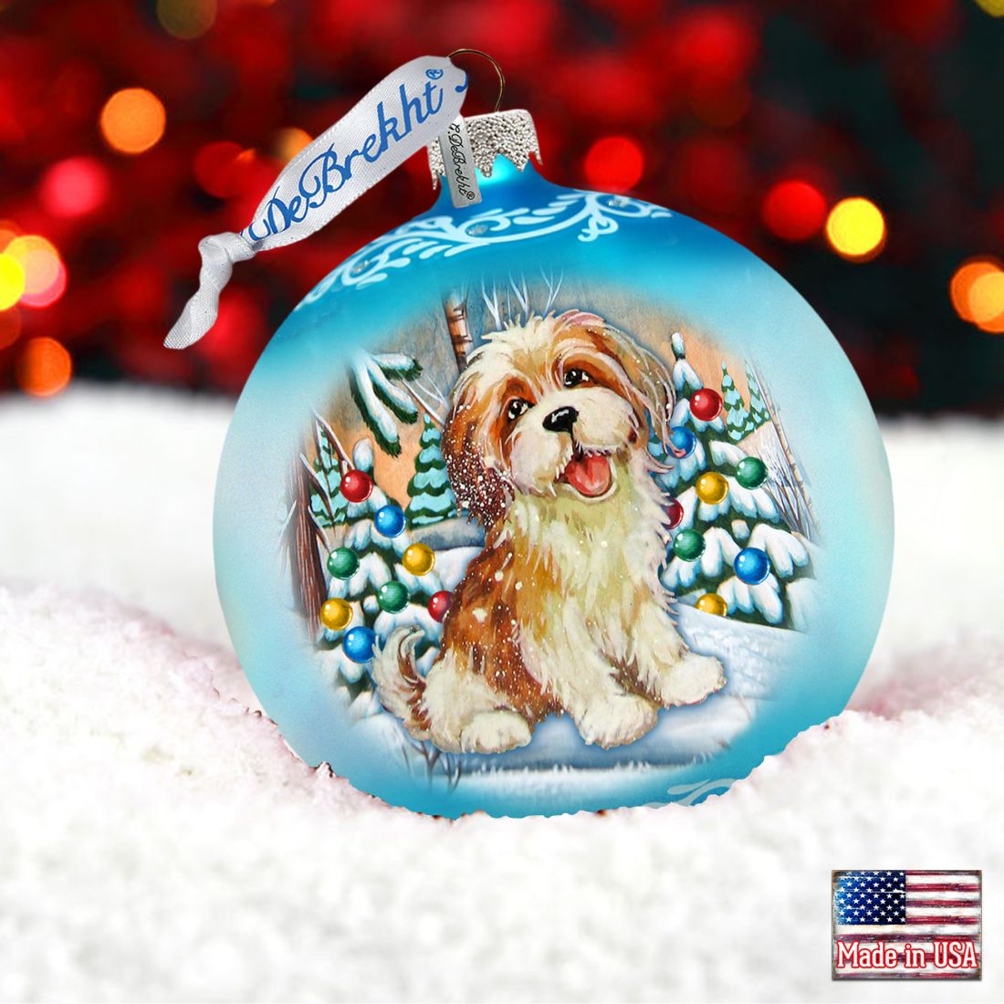 My Puppy Little Friend Ball Glass Ornament by G. DeBrekht - Christmas Decor - 73324