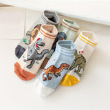 5 pares de calcetines invisibles con estampado de dinosaurio para niño, cómodos, transpirables, informales y suaves, ideales para actividades al aire libre.