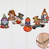 Hello Fall - Pumkin, Scarecrow, Gnome Decorative Wooden Clip-on Ornaments Set of 6 by Jamie Mills-Price - Thanksgiving Decor - 8090047C-MP-S6