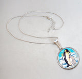 Love Coup[e Penguins Silver Plated Mother of Pearl Jewelry Pendant Necklace - 44033-2