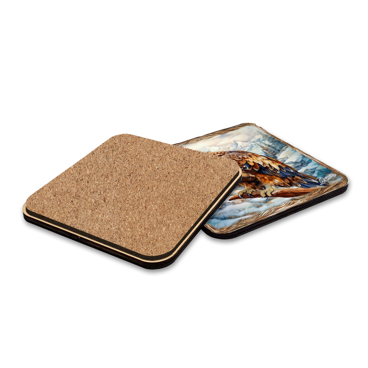 Eagles Wooden Cork Placemat and Coasters Gift Set of 7 by Nature Wonders Nature Wildlife Decor  - 85406C-S7