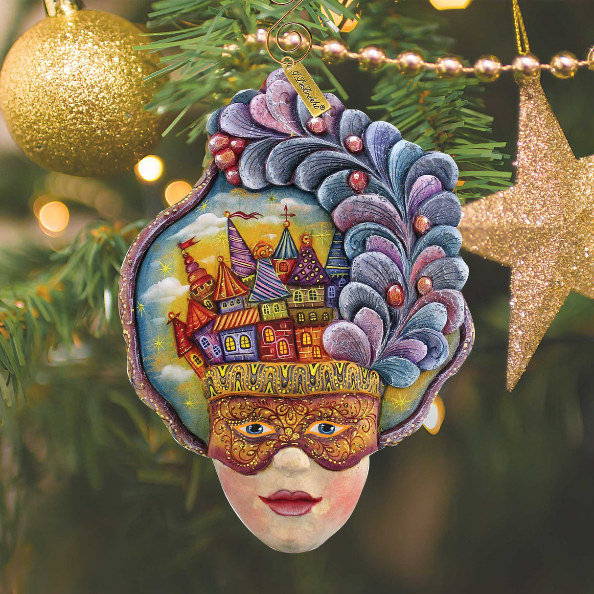 Castle Carnival Mask Sculpted Ornament by G. DeBrekht - 621145