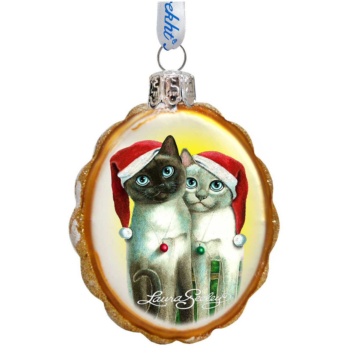 Angel Santa Cats Mercury Glass Ornament by Laura Seeley - Pets Dog and Cats Decor - 779214-LS