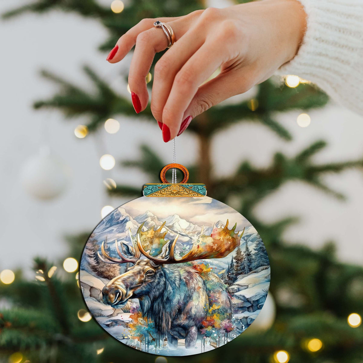 Mighty Moose Of Alaska Wooden Ornaments by G.Debrekht - Wildlife Holiday Decor - 870054