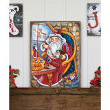 Christmas Workshop Santa Wooden Wall Art by G. DeBrekht - Christmas Santa Snowman Decor - 81215625B