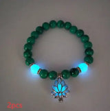 Energy Luminous Lotus Natural Stone Bracelet Yoga Healing Luminous Glow In The Dark Charm Beads Bracelet For Men Women Prayer Buddhism - Lootquake