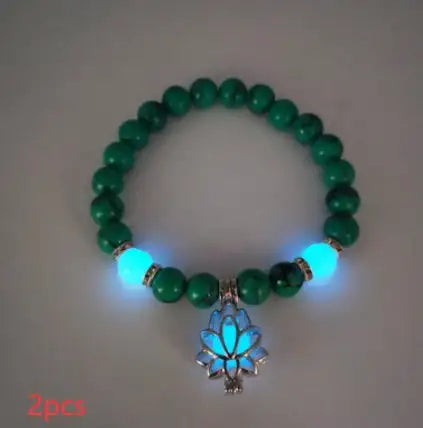 Energy Luminous Lotus Natural Stone Bracelet Yoga Healing Luminous Glow In The Dark Charm Beads Bracelet For Men Women Prayer Buddhism - Lootquake