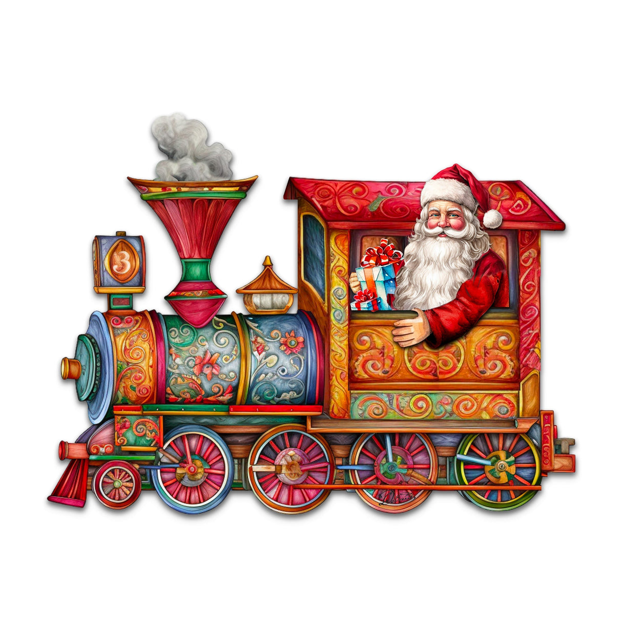 Decoración navideña para puerta con tren de Papá Noel de G. Debrekht - Decoración navideña con muñeco de nieve de Papá Noel - 8611090H