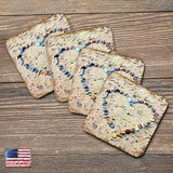 Juego de 4 posavasos de corcho de madera con diseño costero de Heart Beach Art de Nature Wonders - Decoración costera con vida marina - 95254C-S4
