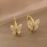 Fashion Copper Inlaid Zirconium Butterfly Ear Ring Niche - Lootquake