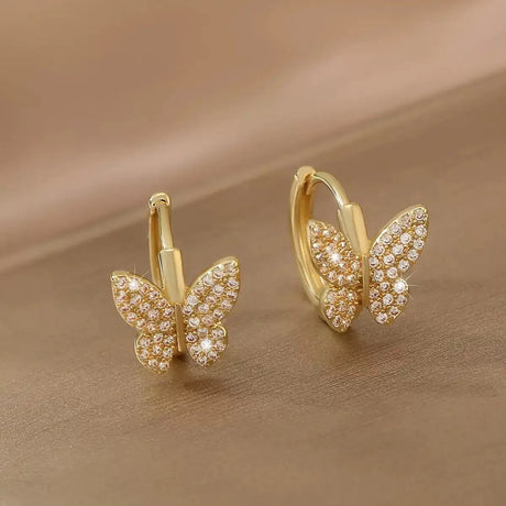 Fashion Copper Inlaid Zirconium Butterfly Ear Ring Niche - Lootquake