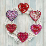 Adornos decorativos de madera con forma de corazón de amor (juego de 6) - Family Love Decor - 8090128C-S6