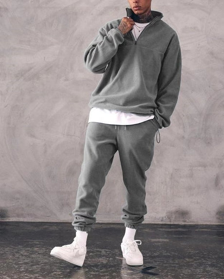 Casual Stand Collar Thickened Long-sleeved T-shirt Loose-fitting  Pullover Men's Suit - Lootquake