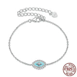 Eight-pointed Stars Devil's Eye Bracelet Sterling Silver White Gold Plated - Lootquake