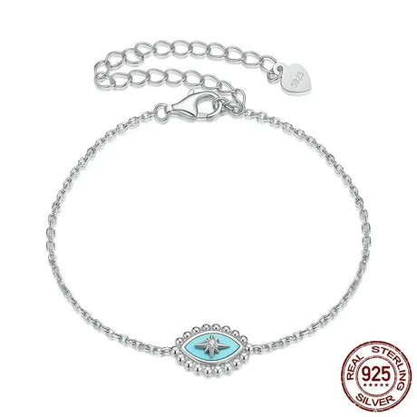 Eight-pointed Stars Devil's Eye Bracelet Sterling Silver White Gold Plated - Lootquake