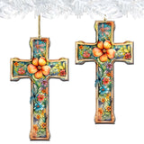Blossom Cross Wooden Ornaments by G. DeBrekht Easter Spring Decor - 8688165