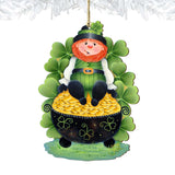 Lepricon's Pot Full of Gold Wooden Ornaments by Jamie Mills-Price - Celtic Decor - 8457707-MP
