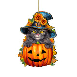 Black Cat Pumpkin Wooden Ornaments by G. Debrekht  Halloween Decor - 8652794