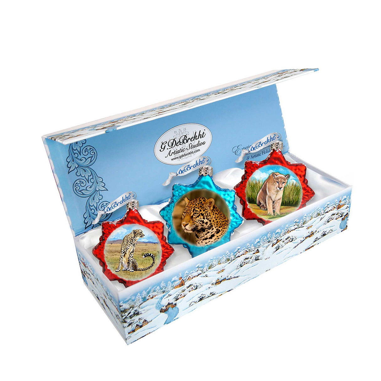 Big Cats Mercury Glass Ornaments Set of 3 by G. DeBrekht - Wildlife Holiday Decor - 770137S3