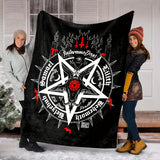 1pc, sheep Head Satan Printed Flannel Blanket, Soft Casual Warm Blanket, Multi-purpose Office Throw Blanket, Outdoor Camping Travel Blanket Multi-purpose Gift Blanket for All Season