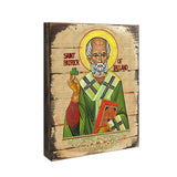 Icono religioso cristiano sagrado de San Patricio de madera bañado en oro - Decoración celta - 85060
