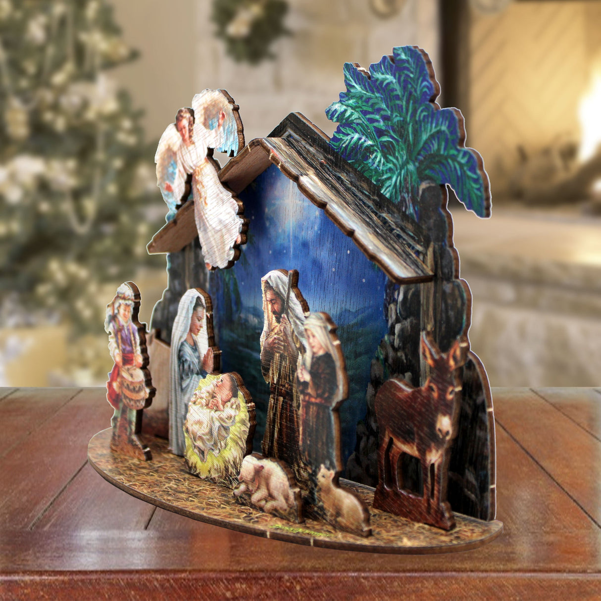 Nativity with Angel Decorative Village Set by D. Gelsinger Nativity Holiday Decor - 852760