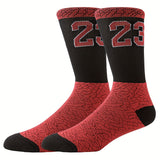 Lot de 5/3/1 paires de chaussettes de basket-ball numéro 23 pour homme, absorbant les chocs, confortables et respirantes, mi-mollet, pour l'extérieur