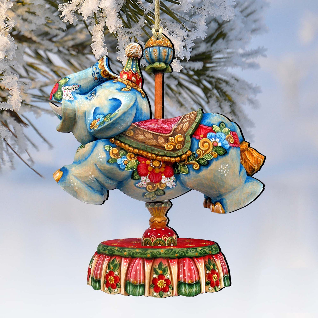 Carousel Elephant Wooden Ornaments by G. DeBrekht - Carousel Holiday Decor - 8114043