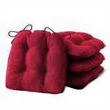 Juego de 4 cojines para sillas de comedor, para cocina de interior, con lazos y respaldo antideslizante, de espuma viscoelástica con mechones, paquete de 4, 39 x 39 x 10 cm, color rojo