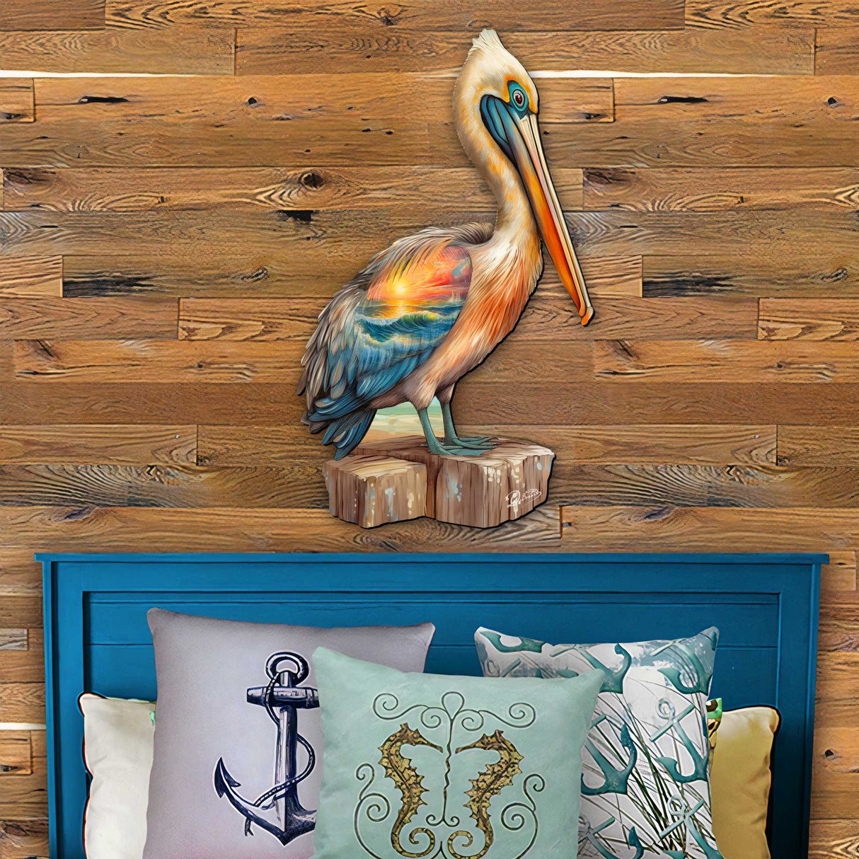 Coastal Pelican Outdoor Door Decor by G. DeBrekht - Coastal Holiday Decor - 8652801H