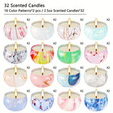 4*6cm [1.57*2.37in] 2.5oz*32, Marbled Jar Candle, Each Pattern Has Its Own Characteristics, Colorful, Beautiful. This Scented Candle Is Widely Used For Holiday Gifts And Home Renovations. Note: No Open Flame Heating