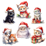 Christmas Cats Decorative Wooden Magnets Set of 6 by G. Debrekht - Pets Dog and Cat Decor - 8090016G-S6