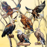 Eagle's Flight Decorative Wooden Clip-on Ornaments Set of 6 by G. Debrekht - Wildlife Decor - 8090101C-S6