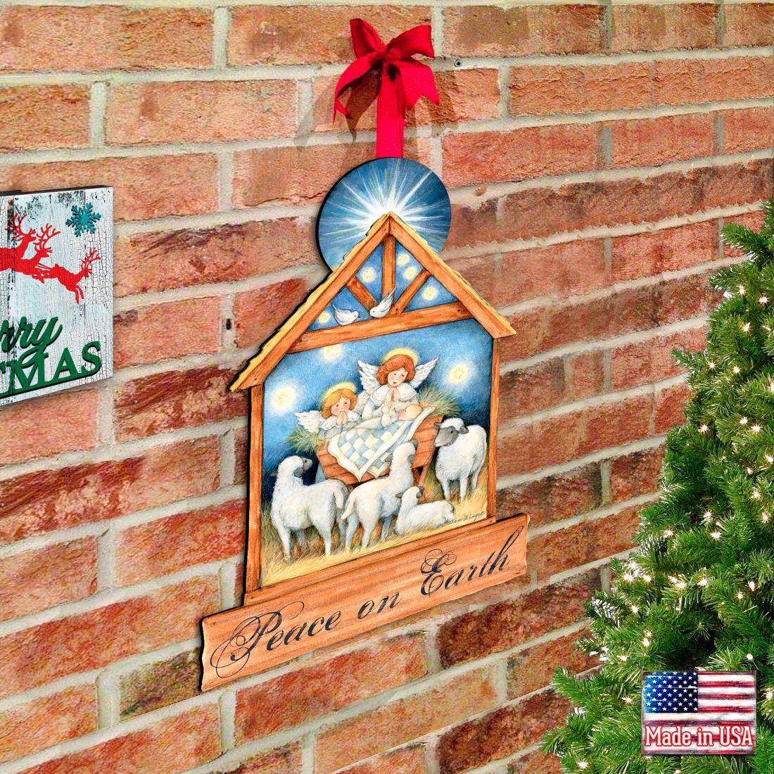 Decoración de pared y puerta con ángeles para el Nacimiento de Susan Winget - Decoración navideña del Nacimiento - 8471111H-SW