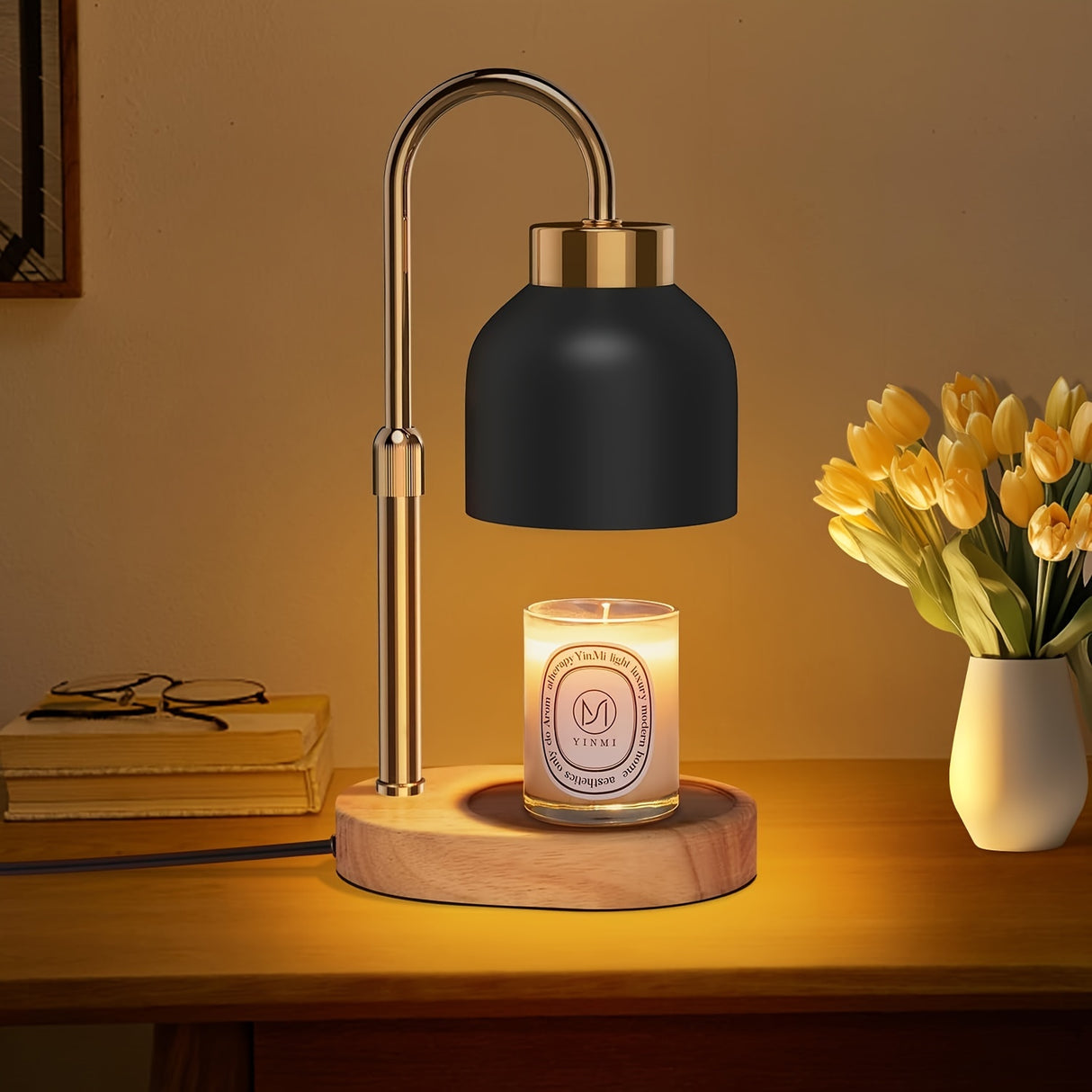 Adjustable Height Dimmable Candle Lamp Warmer With Timer Compatible With Large Jar Candles No Flame Scented Candle Wax Warmer With 2 Bulbs Mothers Day Gift Bedroom Home Decor