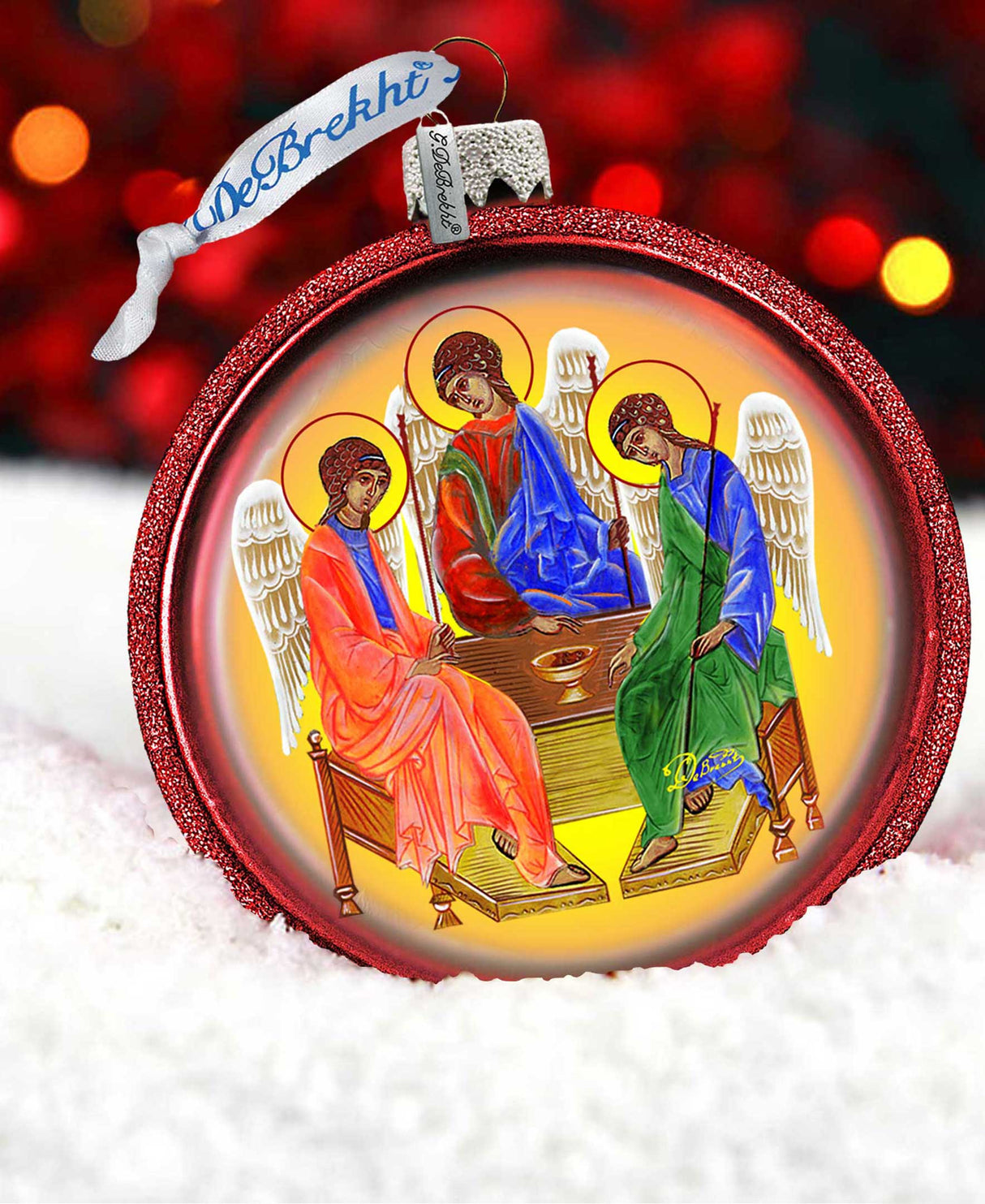 Three Angels Ball Glass Ornament by G. DeBrekht - Nativity Holiday Decor - 73212C