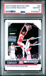 Tarjeta de baloncesto Panini Instant NBA Zaccharie Risacher #28 Rookie RC, clasificada en 2024, PSA 10 Gem Mint