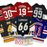 3x Hall of Famers Autographed/Signed Hockey Jerseys Mystery Box with PSA JSA or Beckett COA
