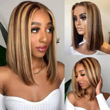 4-27 Highlight | 4-30 Highlight | Human Hair | Bob | Straight | Lace Front | Human Hair | Brazilian Short Bob Human Hair Wigs