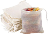4" Reusable Cotton Tea Bag with Drawstring-0