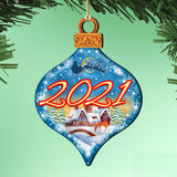 Dated Christmas Train Wooden Ornaments by G. DeBrekht - Christmas Santa Snowman Decor - 8112182-D