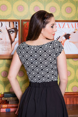 Boat Neck Top in Geometric Print - Small only