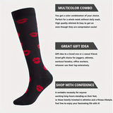 1 Pair of Stylish Striped Compression Socks for Women - Breathable, Comfortable, and Protective Ankle and Calf Support for All-Season Wear - Hand Wash Only, Nylon Blend Knit Fabric