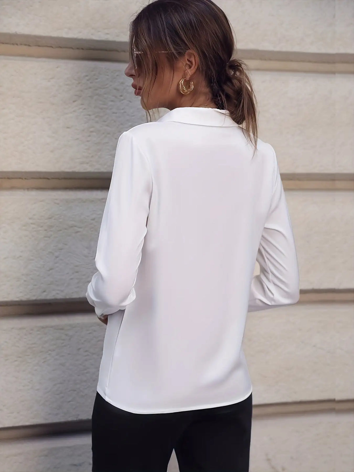 Fashionable Elegant Business Style Long Sleeve Shirt With Pearl Button - Lootquake